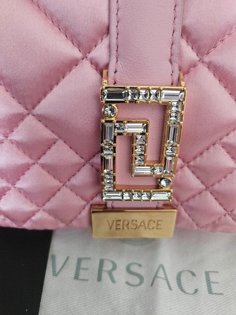 Versace Greca Goddess Quilted Satin Shoulder Bag - Picture 3 of 11